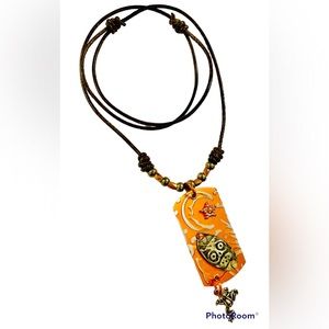 Frog Moon Owl Autumn charm Leather Adjustable Necklace Unique Handmade OOAK